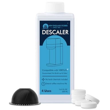(12 Months Supply) Descaling Kit Compatible with Nespresso Vertuo, Odorless Coffee Brewer Machine Descaler Set, Liquid Descaling Solution for Nespresso, Includes Reusable Pod and 12 Cleaning Tablets