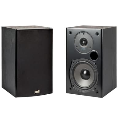 Polk Audio T15 Home Theater and Stereo Bookshelf Speakers – Deep Bass Response, Dolby and DTS Surround, Wall-Mountable, Pair, Black