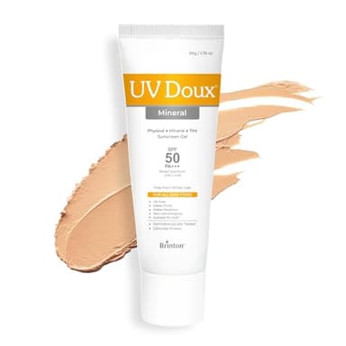 UV Doux Mineral Sunscreen SPF 50 PA+++ | Tinted, Oil-Free, Water Resistant | No White Cast | Zinc & Iron Oxide | For Sensitive & Acne-Prone Skin | Broad Spectrum, 100% Mineral | Men, Women 50g/1.7oz