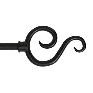 Kenney KN65273 Large Plastic Scroll End Standard Decorative Window Curtain Rod, 28-48" Adjustable Length, Black Finish, 5/8" Diameter Steel Tube