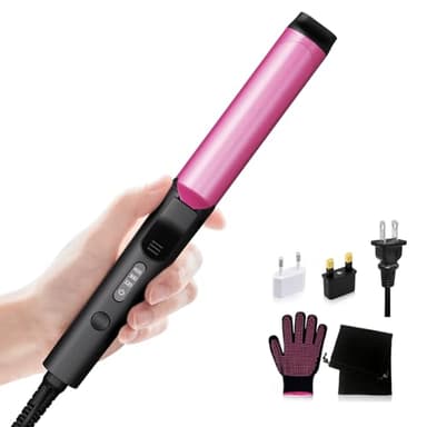 Mini Curling Iron 1inch, 320-360-400°F Temperature, 100~240V Dual Voltage Travel Compact Curling Iron, 30S Heat-Up, Portable Hair Styling Tool, Heat-Resistant Protective Cover, Short Hair, Purple
