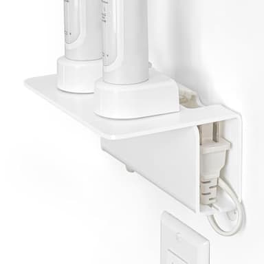OAPRIRE Electric Toothbrush Holder for Bathroom, Acrylic Electric Toothbrush Holder Wall Mounted Come with Cable Organizer, Saving Space and Convenient Charging - White