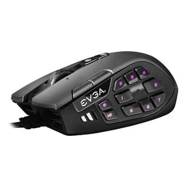 EVGA X15 MMO Gaming Mouse, 8k, Wired, Black, Customizable, 16,000 DPI, 5 Profiles, 20 Buttons, Ergonomic 904-W1-15BK-KR