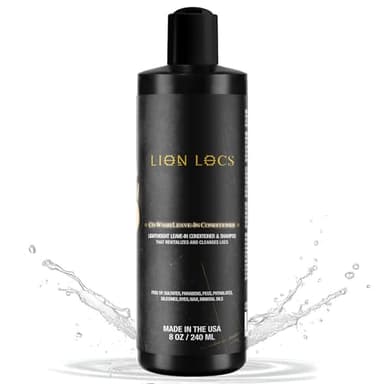 Lion Locs Shampoo and Conditioner for Dreads, Sisterlocks, Locks, & Dreadlocks | Lightweight Vegan Co Wash (8oz)