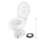 AW RV Toilet Gravity Flush Camper Toilet Elongated 20" High Profile Travel Trailer Toilet for RV Foot Pedal Flush HDPE Motorhome Caravan Travel