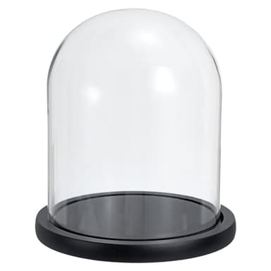 PATIKIL 7.3"x5.9" Clear Cloche Glass Dome, Glass Bell Jar Display Case Tabletop Centerpiece with Black Wooden Base for Christmas Home Decor