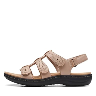 Clarks Women's Laurieann Vine Flat Sandal, Sand Leather, 7.5 Narrow US