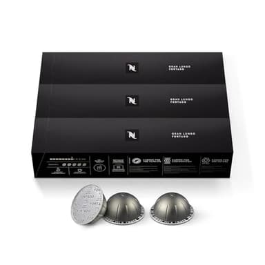 Nespresso Capsules Vertuo, Fortado Gran Lungo Americano, Dark Roast Espresso Coffee, 30 Count Coffee Pods, Brews 5.0oz.