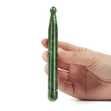 Jade Trigger Point Acupressure Gua Sha Massage Acupuncture Pen, Natural Healing Jade Stone Full Body Relax Self Massage Deep Soft Tissue Tool, Reduce Muscle Soreness and Pain Relief - Point End