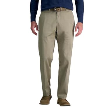 Haggar Mens Wrinkle Free Classic Fit Flat Front Khaki Pant