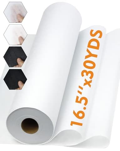 PLANTIONAL Light Weight White Iron-On Non-Woven Fusible Interfacing: 16.5" x 30yds Light Weight Non-Woven Interfacing Iron On Polyester Single-Sided Interfacing for DIY Crafts Supplies