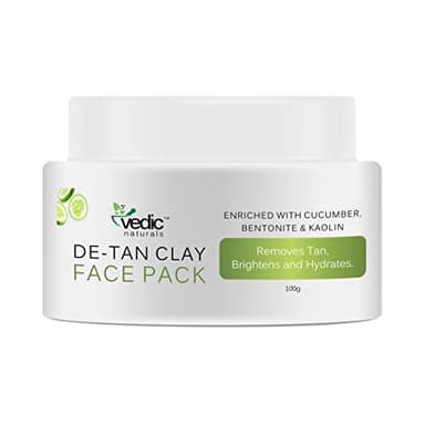 Vedic Naturals De Tan Face Pack-100g | Enriched With Cucumber Extract, Bentonite Clay & Kaolin Clay | Removes Tan, Skin Brightening & Hydrates | 100% Organic