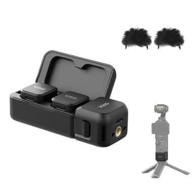 VRIG MC-02 Wireless Microphone Kit (2 TX + 1 RX + Charging Case) for DJI Osmo Pocket 3, Mini Wireless Lavalier Microphone, Magnetic Attachment, Noise Cancellation, 30Hrs Use, Vlog, Live Streaming