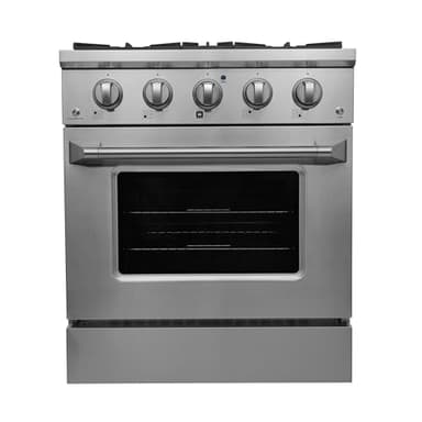 DUURA Elite Gas Range with 4 Burner Cooktop Freestanding with Porcelain Convection Oven and Broil Function, Continuous Grates with Stainless Steel Construction, 30-Inch, Metallic