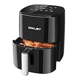 RAMJOY Air Fryer 3.8 Quarts for 1-2 people, 8-in-1 Functions, Air Fry, Roast, Bake, Broil, Preheat, Shake, Digital Small Air Fryer, Nonstick Dishwasher-Safe Basket, Compact Air Fryers, Black