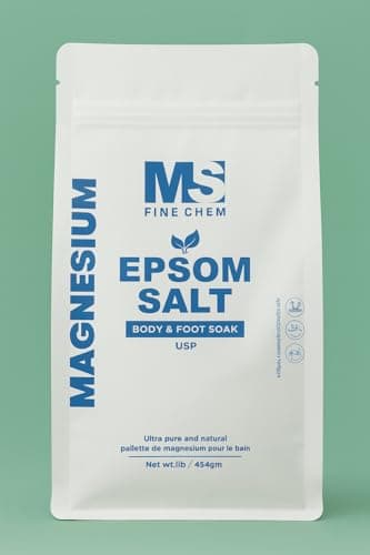 Magnesium Sulfate (Epsom Salt) USP Grade – 100% Pure, Natural & Organic, Multipurpose Bath Soak, Muscle Relaxation & Skin Care Support, 1 LB