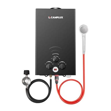 CAMPLUX Tankless Water Heater - 2.64GPM Portable Propane Heater for Off Grid, Camping, Outdoor Shower - 68,000 BTU - BW264B - Black