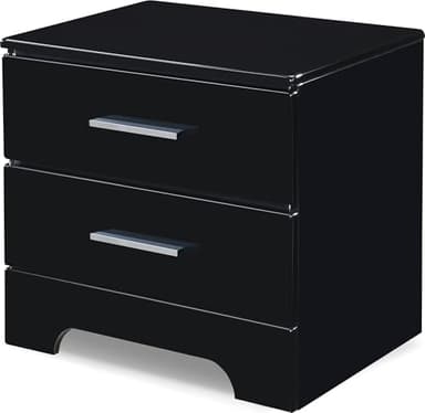 ClickDecor Hudson End Side Nightstand with 2 Drawers, Wooden Accent Table for Bedroom with Matte Chrome Handle, Black