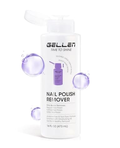 Gellen Nail Polish Remover: 16 Fl.Oz Non Acetone Nail Polish Remover with Pump Head, Salon Size Quick Dry Nail Polish Removal, 3s Gentle & Fast Remover with Vitamine E