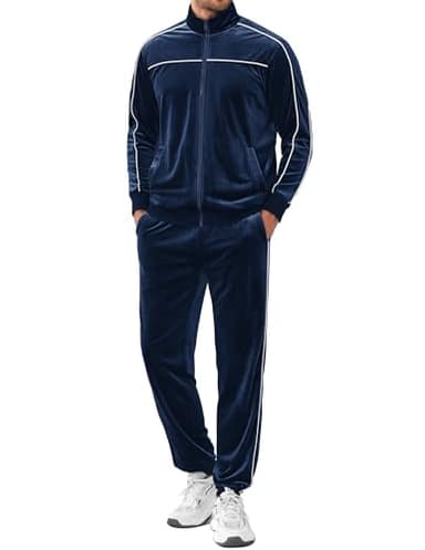 COOFANDY Men's Velvet Tracksuit Velour Sweat Suits for Men 2 Piece Set Jogging Suits