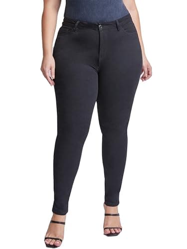 YMI Jeans Women's Plus Size Sustainable Curvy Fit Skinny Jeans, Black, 18
