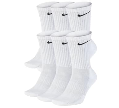 NIKE Unisex Performance Cushion Crew Socks with Band (6 Pairs), White/Black, Large
