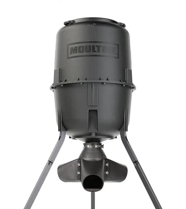 Moultrie 250 lb. Gravity Deer Feeder - Tripod Game Feeder - Easy Conversion Adapter - Protein Pellet Ready - Rugged No-Power Setup for Deer Management
