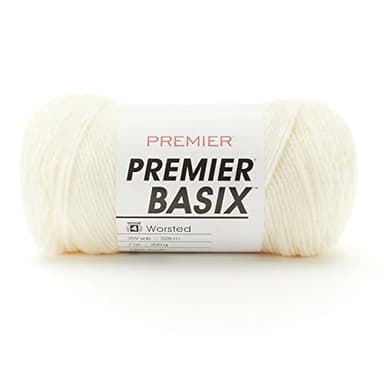 Premier Yarns Basix, Solid Worsted Yarn, Made of Acrylic, Ideal Yarn for Crocheting and Knitting, Cream, 359 Yards