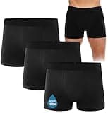 FORVEVO Men's Incontinence Underwear, Black Boxer Brief with Protective Pads, Washable Reusable LeakProof Heavy Absorbency 3 Pack (Black, XX-Large)