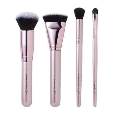 e.l.f. Complexion Perfection Brush Kit, 4-Piece Makeup Brush Set, Brushes For Foundations & Concealers, Vegan & Cruelty-Free
