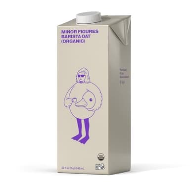 Minor Figures Organic Barista Oat Milk, Plant-Based, Gluten-Free, 32 fl oz, Shelf Stable, Non-GMO, Dairy-Free, No Sugar Added
