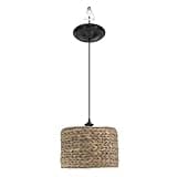 Worth Home Products Instant Pendant Light Kit | Large Woven Drum Shade in Brushed Bronze | Converts E26 Recessed Can Lights into Stylish Ceiling Fixtures for Kitchen, Entryway, and Living Rooms