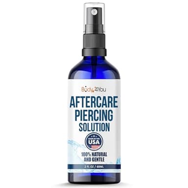 BodyJ4You Piercing Aftercare Spray - Saline Solution Natural Keloid Bump Removal - Ear Piercing Cleaner Nose Septum Belly Button Cartilage - Sea Salt Aloe Vera Rosemary - Fine Mist 2 Fl Oz