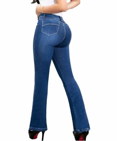 Butt Lifting Colombian Jeans for Women Butt Lift Pantalones Colombianos Levanta Cola Bootcut High Waist Blue