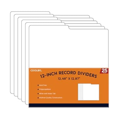 Coolbyl 12-Inch Vinyl Record Dividers – 25 Pack Album Protector for Records, Books & Collectibles, Archival Organizers for Vinyl Storage