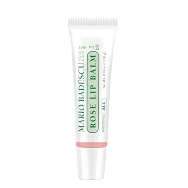 Mario Badescu Moisturizing Rose Lip Balm for Dry Cracked Lips, Infused with Coconut Oil and Shea Butter, Ultra-Nourishing Lip Care Moisturizer for Soft, Smooth and Supple Lips, 0.35 Oz