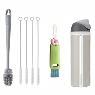 Straw Cleaner Brush Fit for Owala FreeSip 24oz/32oz/40oz, Silicone Long Handle Bottle Brush Compatible with Owala Water Bottle,Plus 3 in 1 Cup Lid Cleaning Brush