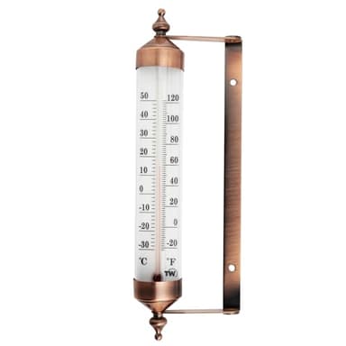 Outside Thermometer with Bronze Effect Design - Stylish 9.5 Inch Decorative Outdoor Thermometer Waterproof Suitable for Outside Wall Garden Greenhouse Patio Garage
