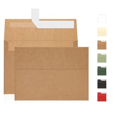 A7 Brown Kraft Envelopes Self Seal 100 Pack 120 GSM，Goefun Printable 5x7 Envelopes for Invitation, Mailing, Weddings, Business, Birthday, Photos, Documents and DIY Cards