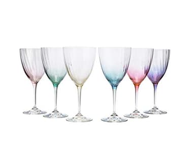 Crystalex Bohemia 13 Oz Kate Optic Multi-Colored Bohemian Wine Glasses, Set of 6