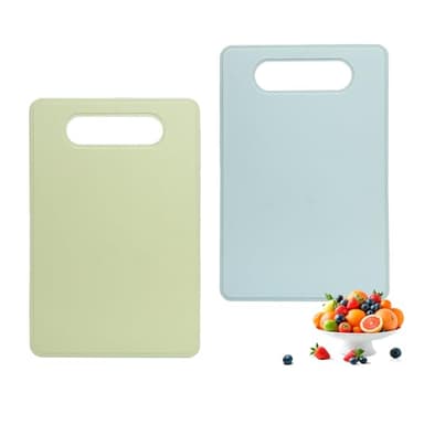 Bifeaw 2 Pcs Silicone Flexible Cutting Boards Mats with BPA free Plastic Non Slip backplane for Meat and Vegetables (Green and Blue)