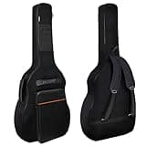 NAGAN Acoustic Guitar Bag 0.5-inch Extra Thick Padding, 40 41 42 inch Gig Guitar Bag, Waterproof Oxford Guitar Case Backpack with Adjustable Shoulder Strap, Back Hanger Loop (Black & Orange)