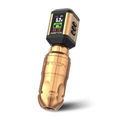 Ambition Lutin Rotary Tattoo Machine with Korall Tattoo Power Supply 2200mAh Straight Drive Bar - Wireless Tattoo Machine Short Tattoo Pen with Brushless Motor with RCA Cord for Tattoo Artist