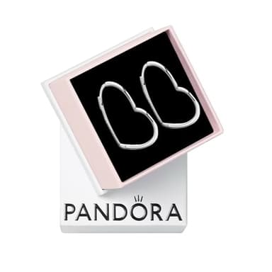 PANDORA Asymmetrical Heart Hoop Earrings - Classic Earrings for Women - Gift for Her - Made with Sterling Silver - With Gift Box