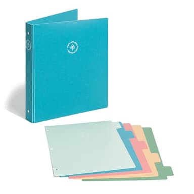 U Brands U-Eco Poly 1" Binder + 5 Tab Divider Set, 8.5'' x 11'', Ocean, Two-Pockets, Letter Size (6598U01-12)