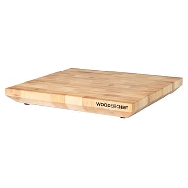 WoodForChef Heritage Large Maple End Grain Cutting Board – Heavy Butcher Block Board with Feet & Mineral Oil Bottle – Foodsafe Wooden Prep Deck for Kitchen & Professional Chefs - 18x16x2 inches