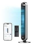 Dreo Tower Fan for Bedroom, 42 Inch 120° Oscillating Fan, 25dB Quiet DC Motor, 27ft/s Velocity Bladeless Standing Fan with 12 Speeds, 4 Modes, 12H Timer Cooling Fans for Home, Living Room, Pilot Max S