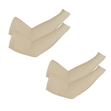 PFFY 2 Pairs UV Protection Cooling Arm Sleeves for Men and Women UPF 50 Sun Sleeve Beige*2