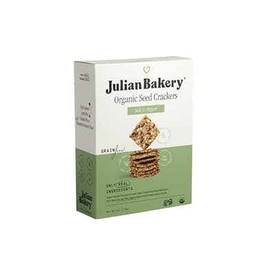 Julian Bakery® Organic Seed Crackers - Salt & Pepper 4oz | Gluten Free and Organic Certified | Grain Free | Low Carb | Plant-Based | Vegan