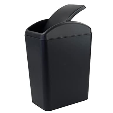 Qskely 4.5 Gallon Plastic Swing-Top Trash Can, Garbage Can with Swing Lid, Black
